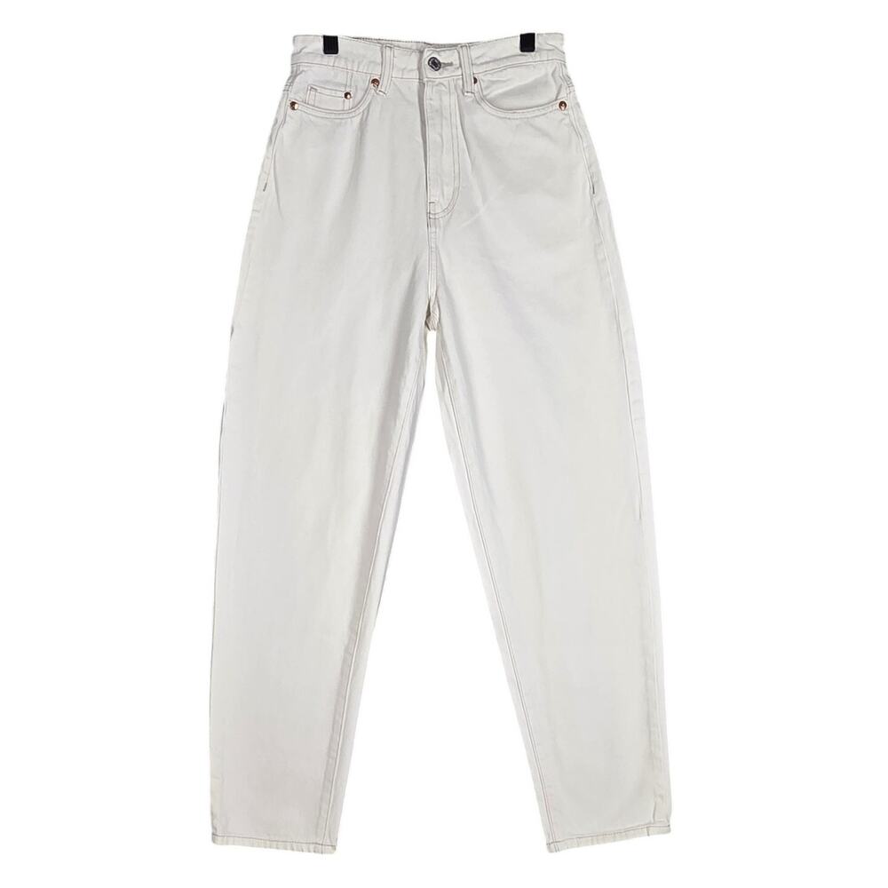 &DENIM H&M WOMEN’S ULTRA HIGH‑WAIST LOOSE MOM JEANS – SIZE 2 (EUR 34) – WHITE